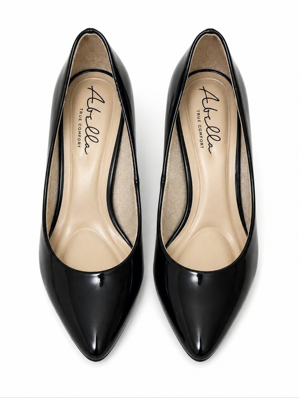 Abella True Comfort Black Patent Pointed Toe Pumps Women's Dress Heels